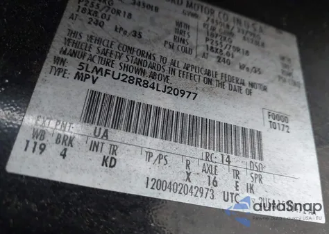 2004 Lincoln Navigator z USA, uszkodzony, nr VIN 5LMFU28R84LJ20977